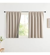 NICETOWN Greyish White Linen Blend 100% Blackout 42 x 63 Inches Curtains, 2 Panels Set, Rod Pocke...