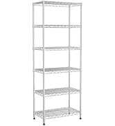 VANZBON 4 Tier Shelves Storage, Small Wire Shelf Unit with Wheels, Standing Adjustable Shelves Or...