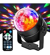 HWWR Disco Ball Light, Sound Activated RGB DJ Lights, Rotating Stage Strobe Lamps with Wireless R...