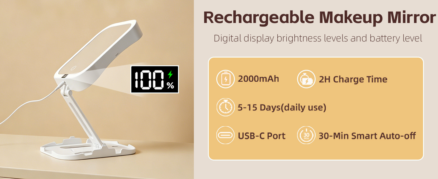 rechargeable makeup mirror