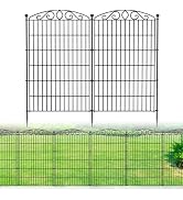 10 Panels No Dig Decorative Garden Fence with Gate - 40in H x 22.5ft L, Duty Square-Tall Heavy Du...