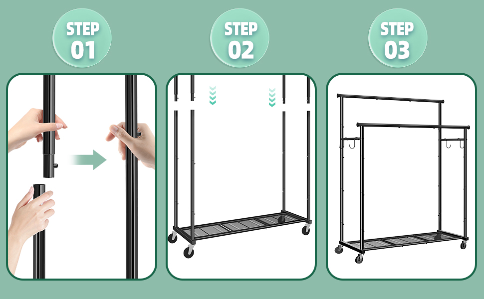 Clothes Rack with Wheels Load 450LBS