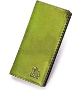 STEELLION Unisex Vintage Leather Long Bifold Wallet - RFID Blocking Billfold with ID Window & Mul...