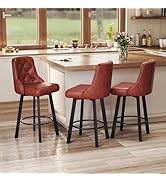 ralex-chair Swivel Barstools Set of 3, 26’’H Modern Counter Height Barstool with Metal Legs,Faux ...