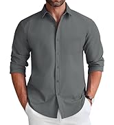 COOFANDY Men's Long Sleeve Button Down Shirt Wrinkle Free Untucked Dress Shirt Casual Denim Shirt