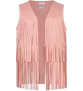Noomelfish Girls Crochet Fringe Vest Kids Boho Tassels Cardigan Western Cowgirl Outfit (5-12 Years)