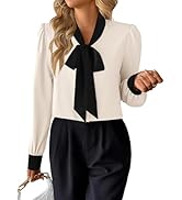 Avanova Women Bow Tie Neck Long Sleeve Blouses Tops Dressy Casual Elegant Work Shirts