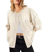 Nirovien Womens Oversized Cardigan Sweaters Button Down Knit Fall Sweater Long Sleeve Striped Coats
