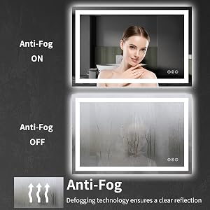 Led Bathroom Mirror Lighted vanity mirror Wall Mounted light Backlit Makeup Mirror Anti-Fog Dimmable