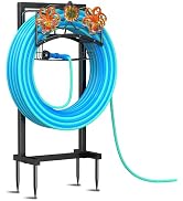 Garden Hose Holder for Outside, Freestanding Water Hose Holder Storage with Storage Basket, Heavy...