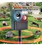 Ultrasonic Animal Repeller Outdoor, 2 Pack Solar Powered Motion Activated Deer Cat Dog Squirrel R...