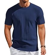 COOFANDY Men's Waffle T-Shirts Short Sleeve Casual Crew Neck Shirt Cotton Summer Plain Pullover Tees