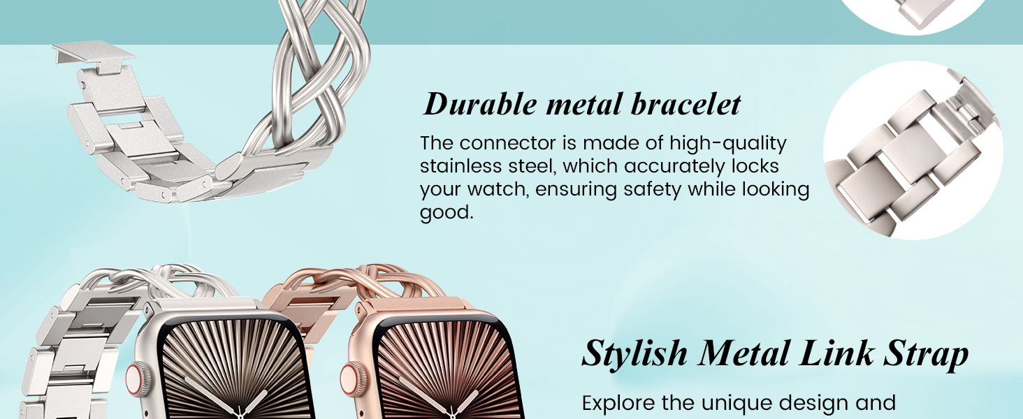 Bracelet Apple Watch Band 38/40/41/42/44/45/46mm Women Metal iWatch Ultra SE Series 10 9 8 7 6 5 4