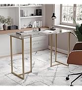 Martha Stewart Tyla Armless Swivel Task Chair for Home Office in White Faux Leather with Polished...