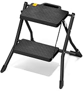 Urackify 5 Step Ladder with Tool Tray, Folding Steel Step Stool with Safety Lock, Anti-Slip Wide ...