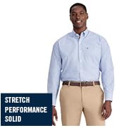 IZOD Men's Performance Comfort Long Sleeve Plaid Button Down