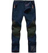 Zoofly Mens Winter Snow Pants Waterproof Thermal Fleece Lined Hiking Pants with Zip Pockets