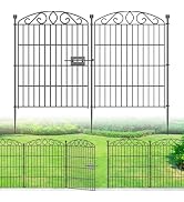 10 Panels Decorative Garden Fence - 32 in (H) x 23.6 ft (L) No Dig Dog Fence Outdoor for Yard, Ru...