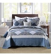 ENJOHOS Purple Queen Quilt - Bedspreads Queen Size, Reversible Patchwork Floral Quilt Bedspread, ...