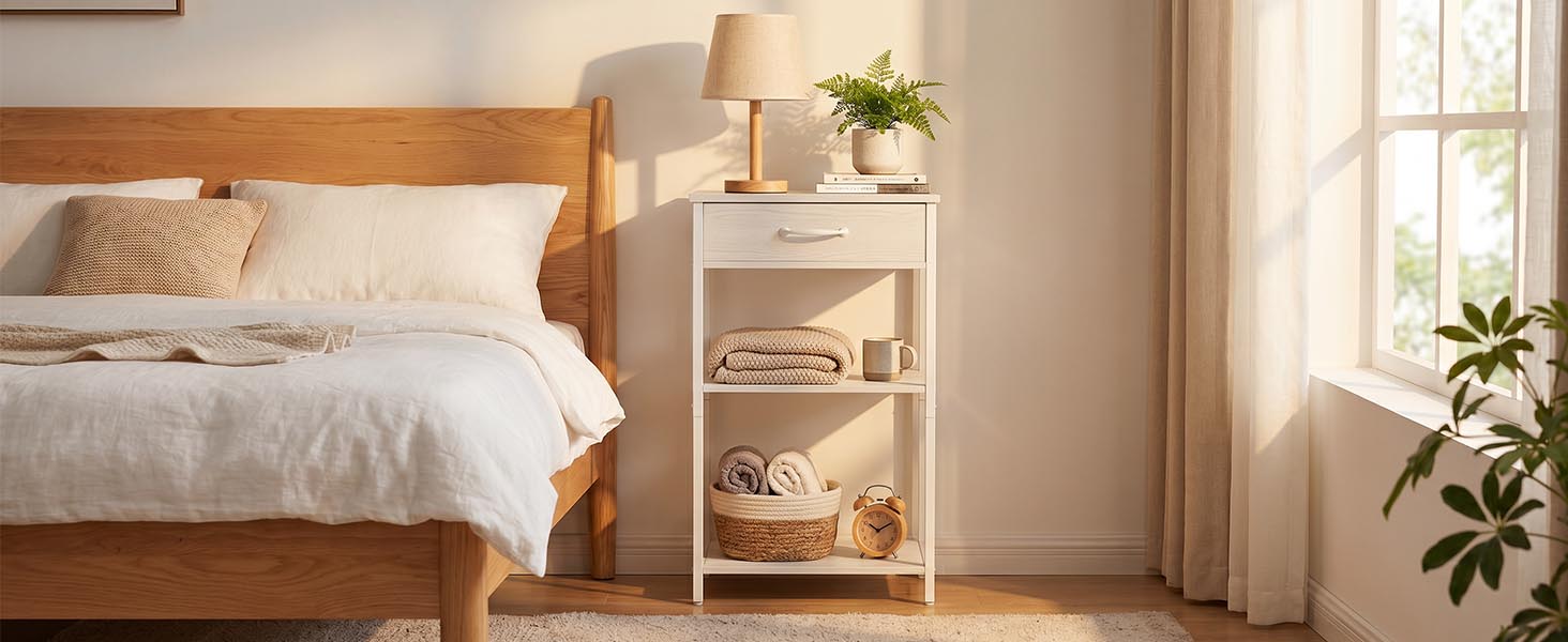 Tall Printer Stand with Fabric Drawer