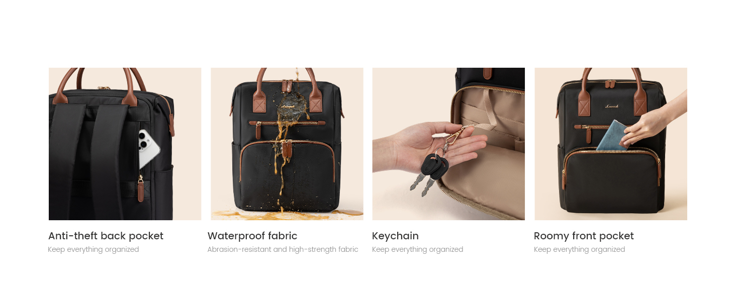 Teacher Office Work Backpack with Hidden Back Laptop Sleeve