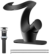 Elegant Alien Brushed Gold Bathroom Sink Faucet Single Hole,AUU Waterfall Vanity Sink Faucet Soli...