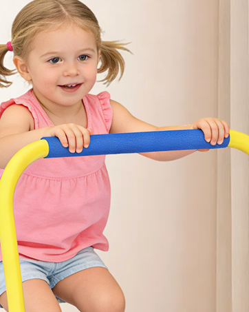 BLUERISE 56IN Toddler Double Mini Trampoline for Kids Foldable Frame Trampoline ASTM Certified-To...
