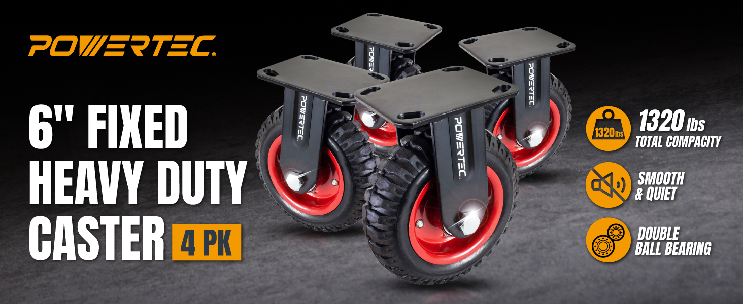 6" Fixed Heavy Duty Caster 4PK