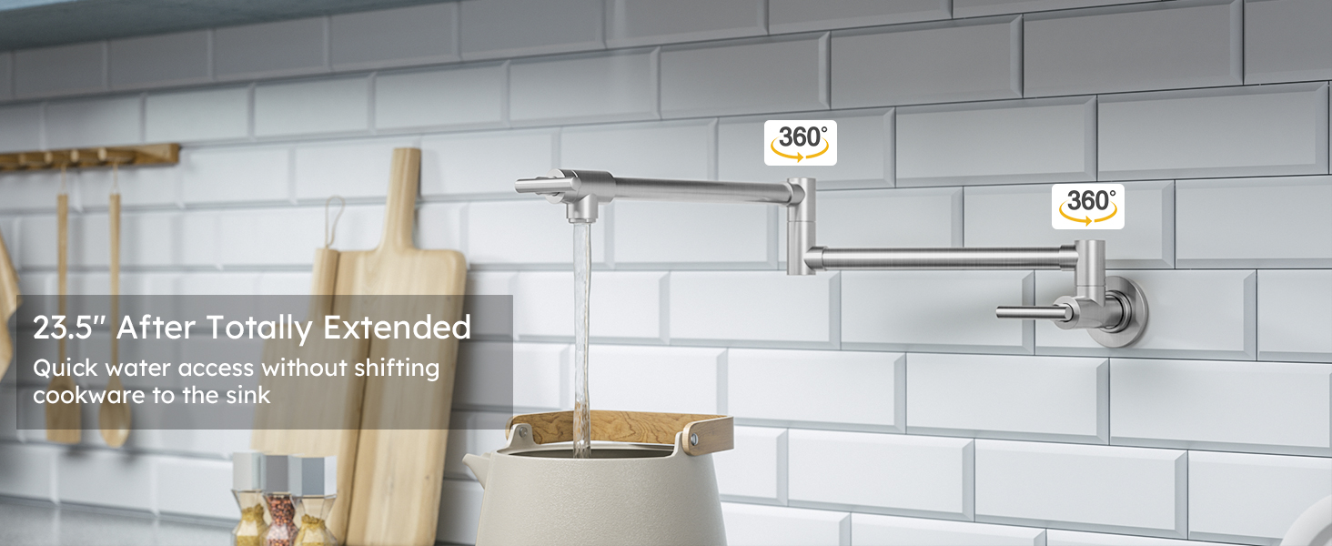 360 rotatable pot filler faucet
