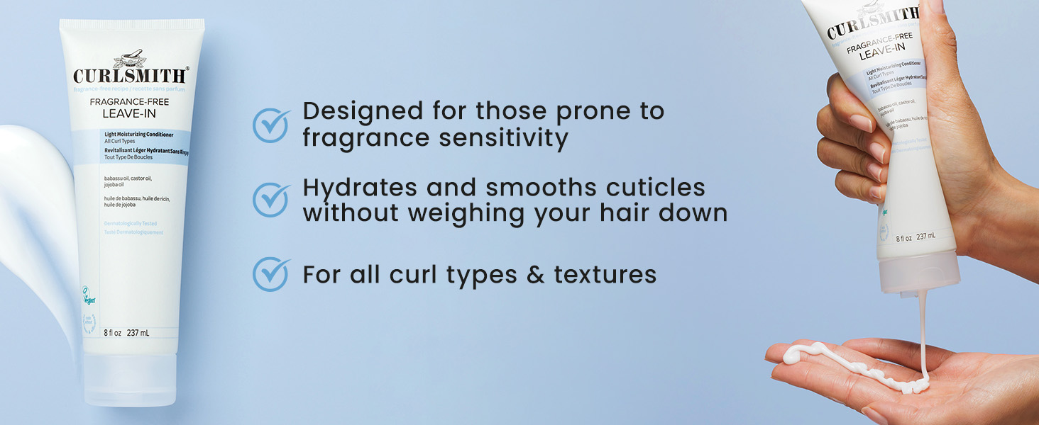 Curlsmith Leave-In Conditioner designed for those with fragrance sensitivity