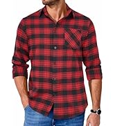 COOFANDY Men's Flannel Shirts Long Sleeve Button Down Plaid Shirt Lightweight Shirt Jacket