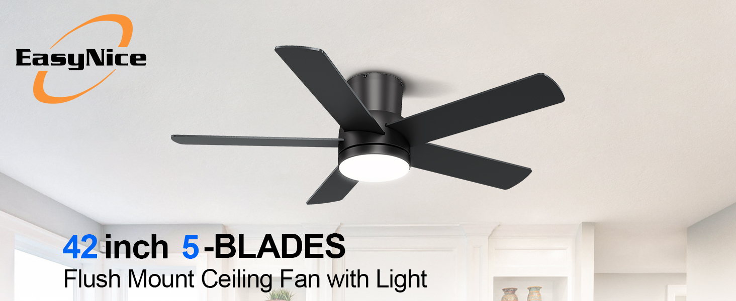 black ceiling fan with lights flush mount