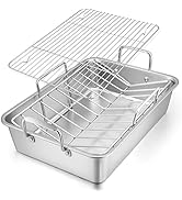E-far Hammered Serving Utensils Set of 6, Stainless Steel 8.7 Inch Square Hostess Serving Set, Me...