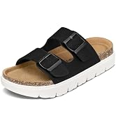 mysoft Women's Platform Slide Sandals Air Cushion Knit Slip On Wedge Lightweight Walking Sandals ...