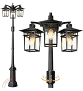 APOTO Dusk to Dawn Outdoor Post Lights, Waterproof Lamp Post Light Fixture, Aluminum Lamp Posts O...