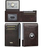furid Leather Wallet Compatible with Airtag: Slim Air Tag Wallet for Men RFID Blocking, Bifold, F...