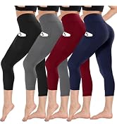 CAMPSNAIL 4 Pack Leggings for Women - High Waisted Tummy Control Yoga Pants for Workout Gym Black...