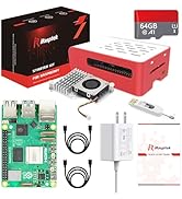 iRasptek Starter Kit for Raspberry Pi 5 RAM 8GB - 64GB Edition of OS-Bookworm Pre-Loaded(Aluminum...