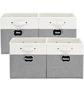FinishingBo 13x13x13 Inches Fabric Storage Bin with Handles, Cube Storage Bins, Storage Baskets f...