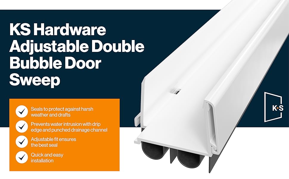 KS Hardware Adjustable Double Bubble Door Sweep Under Door Draft Protection