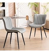 YOUNUOKE Mid-Century Modern Dining Chairs Set of 2, White PU Leather Upholstered Kitchen Chairs w...