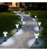 Lffital Solar Lights Outdoor 8 Pack Mother's Day Solar Pathway Lights Outdoor Pink Purple Mushroo...