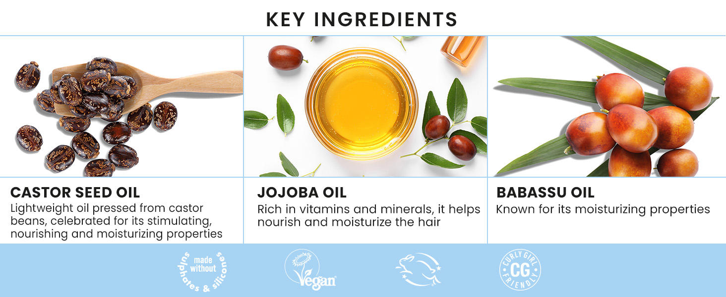 key ingredients castor seed oil jojoba oil babassu oil fragrance free