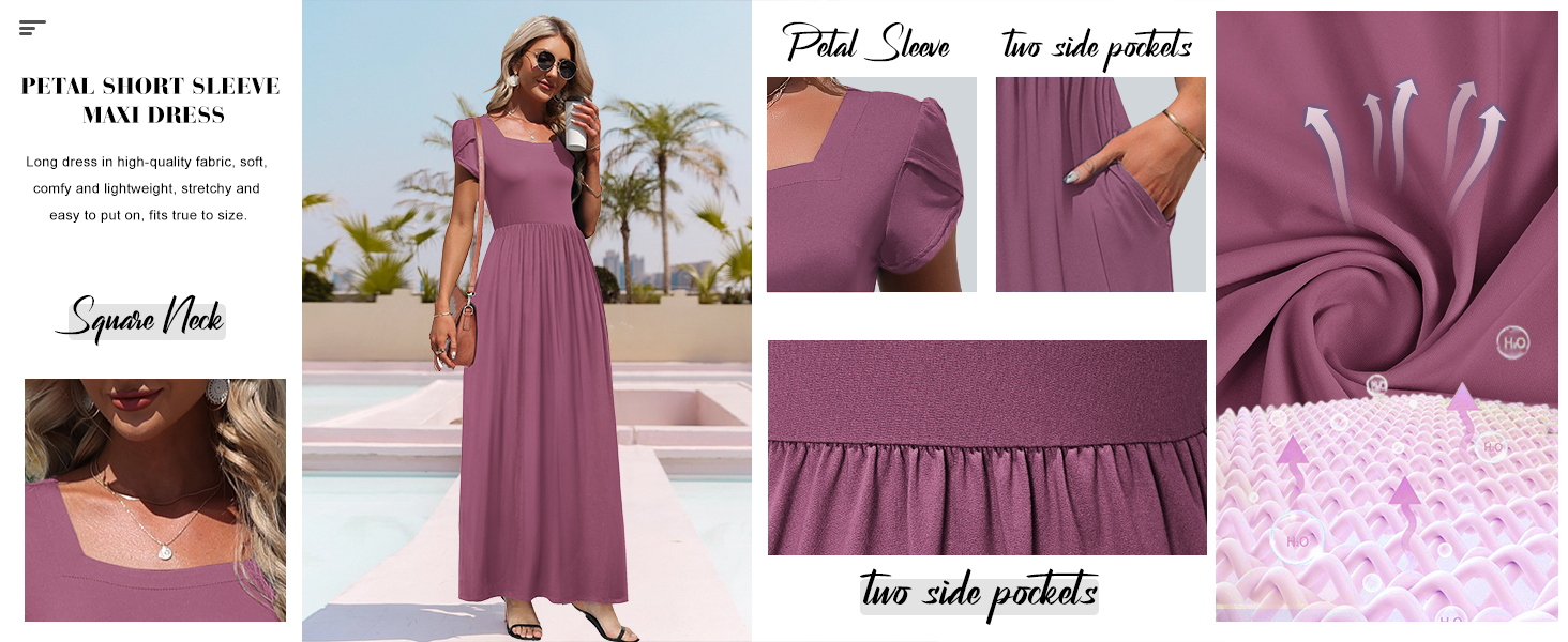 Long Dresses Petal Sleeve Maxi Dress