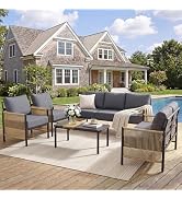 MEXSAKY 5-Piece Patio Table and Chairs Set,Outdoor Dining Set for 4,All Weather Patio Dining Set ...