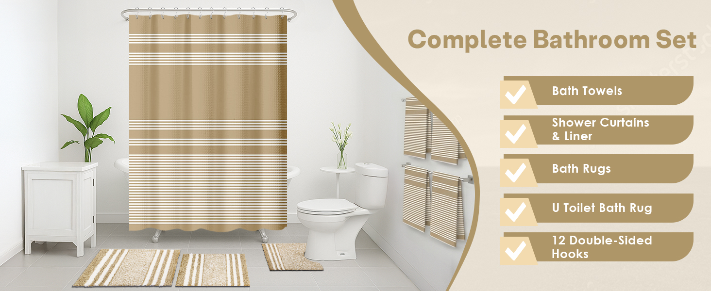 Bathroom Sets with Shower Curtain and Rugs
