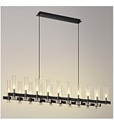AEULYTIR 68 Inch Black Chandelier Linear with Clear Glass Shade, 20-Lights Modern Farmhouse Ceili...