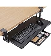 HUANUO Keyboard Tray Under Desk, Pull Out Keyboard Tray with C Clamp Mount, 26.5″ W x 11.8″ D Sli...