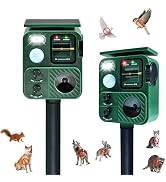Outdoor Ultrasonic Animal Repeller, Deer Repeller with Solar-Powered, Motion-Activated Deterrent ...