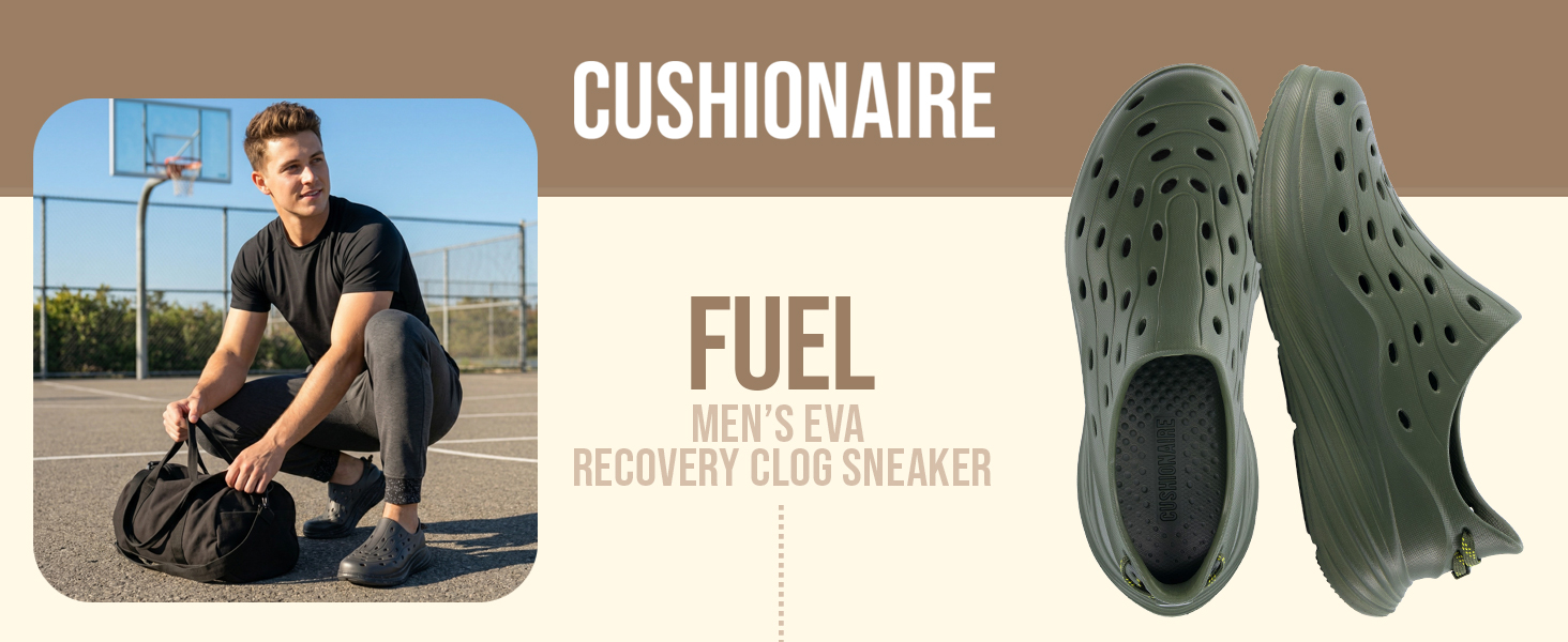 Fuel-M, cushionaire, men's recovery clog sneaker, lifestyle